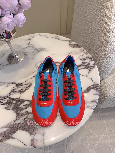 프라다 컬랩스 리나일론 및 스웨이드 엘라스틱 스니커즈 (남녀공용)