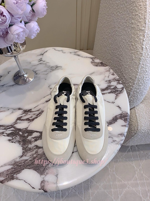 프라다 컬랩스 리나일론 및 스웨이드 엘라스틱 스니커즈 (남녀공용)