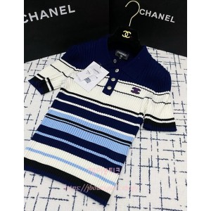 샤넬 반팔 카라 니트