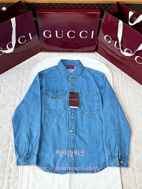 구찌 남성 데님 셔츠