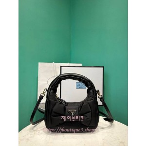 프라다 리본 장식 리나일론 및 나파 가죽 미니백