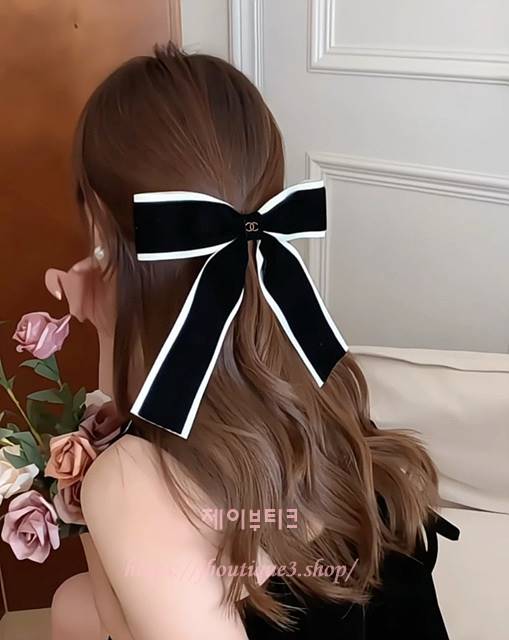 샤넬 리본 헤어 핀