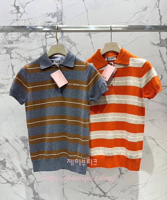 미우미우 카라 티셔츠 (2color)