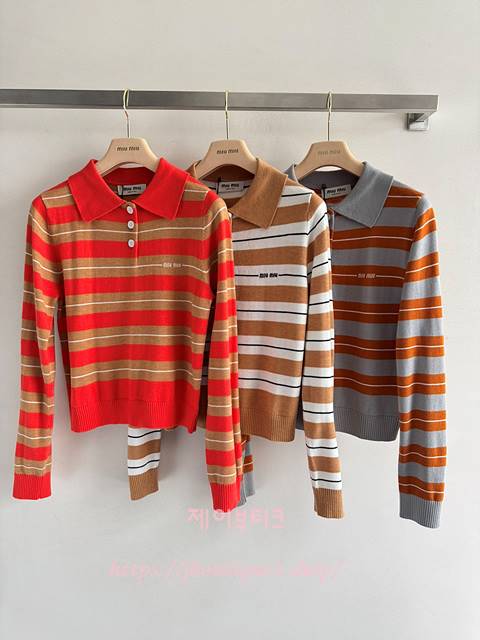 미우미우 카라 티셔츠 (3color)