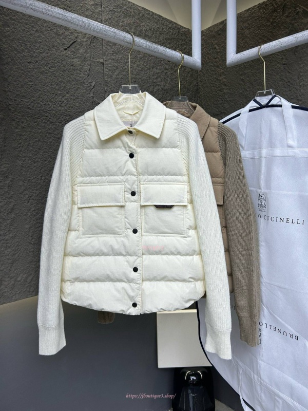 쿠치넬리 니트 패디드 점퍼 (2color)