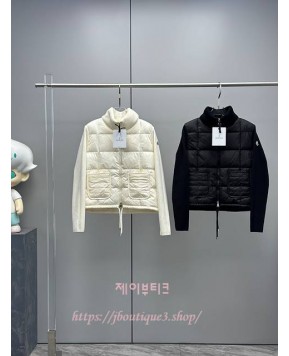 몽클레어 스퀘어 퀼티드 패딩 울 집업 가디건 (2color)