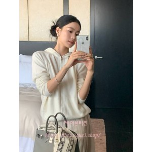 로로피아나 니트 후드 집업