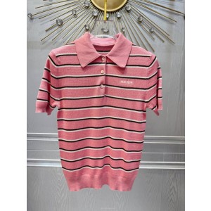 미우미우 스트라이프 카라 티셔츠 (2color)