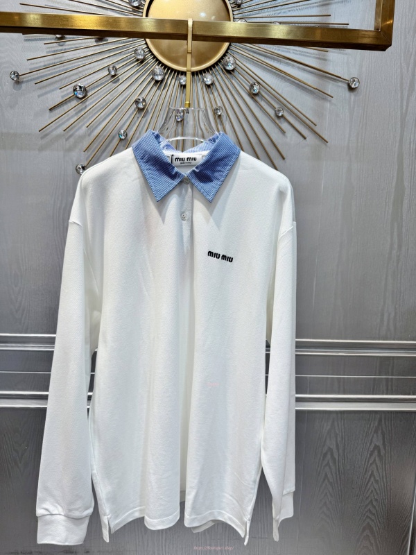 미우미우 코튼 피케 폴로 셔츠