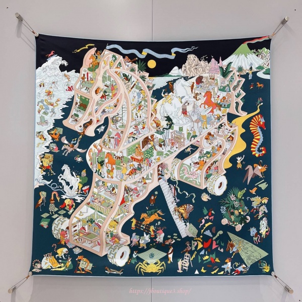 에르메스 신상 Academia Hippica 스카프 90